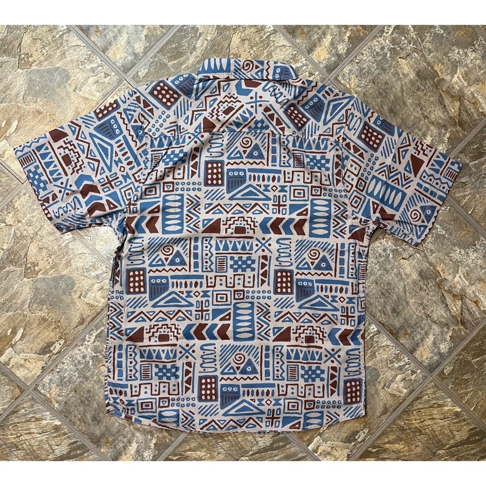 KAVU River Wrangler Men Large Sidewalk Chalk NWT Geometric Short Sleeve Shirt - Picture 2 of 6
